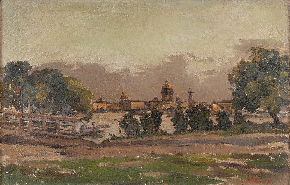 Leningrad Peter and pavl fortress 1950 oil on canvas 52x80